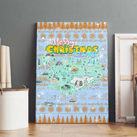 Merry Christmas Iceland Canvas Wall Art Xmas Travel Map - Wonder Print Shop