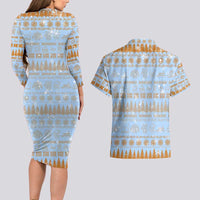 Merry Christmas Iceland Couples Matching Long Sleeve Bodycon Dress and Hawaiian Shirt Xmas Travel Map - Wonder Print Shop
