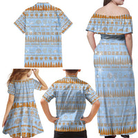 Merry Christmas Iceland Family Matching Off Shoulder Maxi Dress and Hawaiian Shirt Xmas Travel Map - Wonder Print Shop