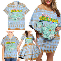 Merry Christmas Iceland Family Matching Off Shoulder Short Dress and Hawaiian Shirt Xmas Travel Map - Wonder Print Shop