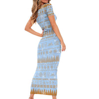 Merry Christmas Iceland Family Matching Short Sleeve Bodycon Dress and Hawaiian Shirt Xmas Travel Map - Wonder Print Shop