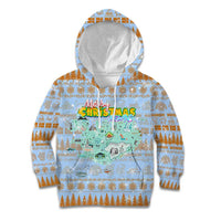 Merry Christmas Iceland Kid Hoodie Xmas Travel Map - Wonder Print Shop