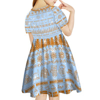 Merry Christmas Iceland Kid Short Sleeve Dress Xmas Travel Map - Wonder Print Shop