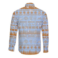 Merry Christmas Iceland Long Sleeve Button Shirt Xmas Travel Map - Wonder Print Shop