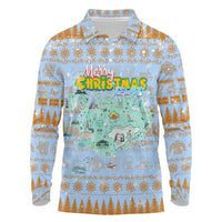 Merry Christmas Iceland Long Sleeve Polo Shirt Xmas Travel Map - Wonder Print Shop