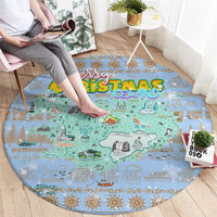 Merry Christmas Iceland Round Carpet Xmas Travel Map - Wonder Print Shop