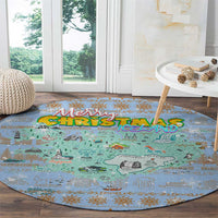 Merry Christmas Iceland Round Carpet Xmas Travel Map - Wonder Print Shop