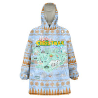 Merry Christmas Iceland Wearable Blanket Hoodie Xmas Travel Map - Wonder Print Shop