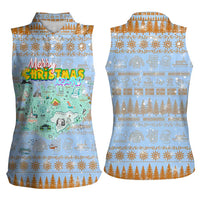 Merry Christmas Iceland Women Sleeveless Polo Shirt Xmas Travel Map - Wonder Print Shop