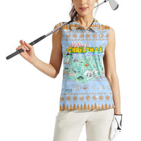 Merry Christmas Iceland Women Sleeveless Polo Shirt Xmas Travel Map - Wonder Print Shop