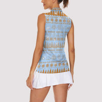 Merry Christmas Iceland Women Sleeveless Polo Shirt Xmas Travel Map - Wonder Print Shop