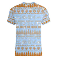 Merry Christmas Iceland Women V-Neck T-Shirt Xmas Travel Map - Wonder Print Shop