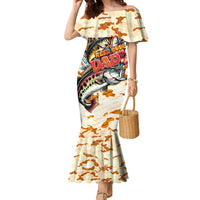 Bass Fishing Reel Cool Dad Family Matching Mermaid Dress and Hawaiian Shirt Tropical Vintage