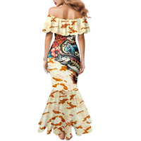 Bass Fishing Reel Cool Dad Family Matching Mermaid Dress and Hawaiian Shirt Tropical Vintage