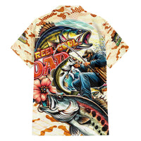Bass Fishing Reel Cool Dad Family Matching Off The Shoulder Long Sleeve Dress and Hawaiian Shirt Tropical Vintage