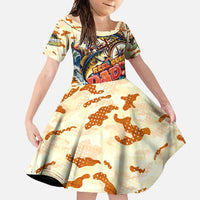 Bass Fishing Reel Cool Dad Family Matching Off Shoulder Maxi Dress and Hawaiian Shirt Tropical Vintage