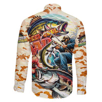 Bass Fishing Reel Cool Dad Family Matching Off Shoulder Maxi Dress and Hawaiian Shirt Tropical Vintage