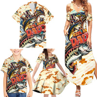 Bass Fishing Reel Cool Dad Family Matching Summer Maxi Dress and Hawaiian Shirt Tropical Vintage