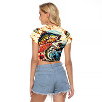 Bass Fishing Reel Cool Dad Raglan Cropped T Shirt Tropical Vintage