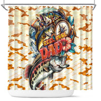 Bass Fishing Reel Cool Dad Shower Curtain Tropical Vintage