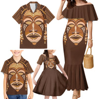 African Women Family Matching Mermaid Dress and Hawaiian Shirt Tribal Ethnic Mask - Wonder Print Shop