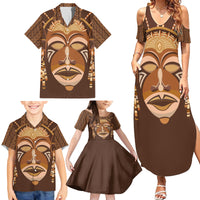 African Women Family Matching Summer Maxi Dress and Hawaiian Shirt Tribal Ethnic Mask - Wonder Print Shop