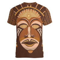 African Women Women V Neck T Shirt Tribal Ethnic Mask - Wonder Print Shop