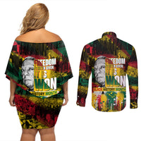Freedom Is Never Given It Is Won Couples Matching Off Shoulder Short Dress and Long Sleeve Button Shirt Asa Philip Randolph - Wonder Print Shop