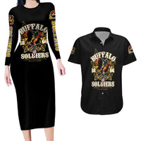 Buffalo Soldiers 1866-1944 Couples Matching Long Sleeve Bodycon Dress and Hawaiian Shirt American Legend