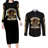 Buffalo Soldiers 1866-1944 Couples Matching Long Sleeve Bodycon Dress and Long Sleeve Button Shirt American Legend