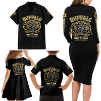 Buffalo Soldiers 1866-1944 Family Matching Long Sleeve Bodycon Dress and Hawaiian Shirt American Legend