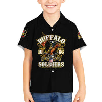 Buffalo Soldiers 1866-1944 Family Matching Off The Shoulder Long Sleeve Dress and Hawaiian Shirt American Legend