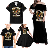 Buffalo Soldiers 1866-1944 Family Matching Off Shoulder Maxi Dress and Hawaiian Shirt American Legend