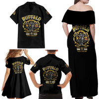 Buffalo Soldiers 1866-1944 Family Matching Off Shoulder Maxi Dress and Hawaiian Shirt American Legend