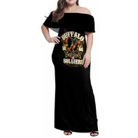 Buffalo Soldiers 1866-1944 Family Matching Off Shoulder Maxi Dress and Hawaiian Shirt American Legend