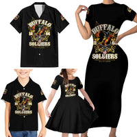Buffalo Soldiers 1866-1944 Family Matching Short Sleeve Bodycon Dress and Hawaiian Shirt American Legend