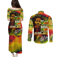 The Legend of Reggae Couples Matching Puletasi and Long Sleeve Button Shirt Bob One Love Colorful Art