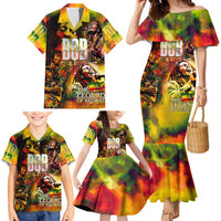 The Legend of Reggae Family Matching Mermaid Dress and Hawaiian Shirt Bob One Love Colorful Art