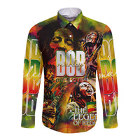 The Legend of Reggae Long Sleeve Button Shirt Bob One Love Colorful Art