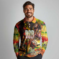 The Legend of Reggae Long Sleeve Polo Shirt Bob One Love Colorful Art