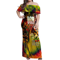 The Legend of Reggae Off Shoulder Maxi Dress Bob One Love Colorful Art