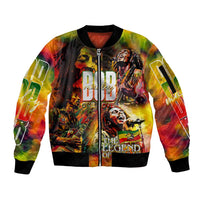The Legend of Reggae Sleeve Zip Bomber Jacket Bob One Love Colorful Art