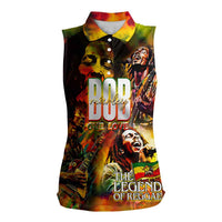 The Legend of Reggae Women Sleeveless Polo Shirt Bob One Love Colorful Art
