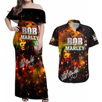 Bob King Of Reggae Couples Matching Off Shoulder Maxi Dress and Hawaiian Shirt Rastafari Lion - You Never Know How Strong You Are