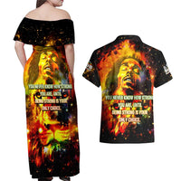 Bob King Of Reggae Couples Matching Off Shoulder Maxi Dress and Hawaiian Shirt Rastafari Lion - You Never Know How Strong You Are