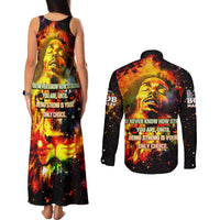 Bob King Of Reggae Couples Matching Tank Maxi Dress and Long Sleeve Button Shirt Rastafari Lion - You Never Know How Strong You Are