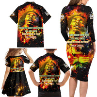 Bob King Of Reggae Family Matching Long Sleeve Bodycon Dress and Hawaiian Shirt Rastafari Lion - You Never Know How Strong You Are