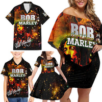 Bob King Of Reggae Family Matching Off Shoulder Short Dress and Hawaiian Shirt Rastafari Lion - You Never Know How Strong You Are