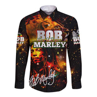 Bob King Of Reggae Long Sleeve Button Shirt Rastafari Lion - You Never Know How Strong You Are
