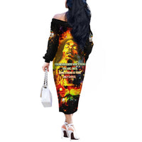 Bob King Of Reggae Off The Shoulder Long Sleeve Dress Rastafari Lion - You Never Know How Strong You Are